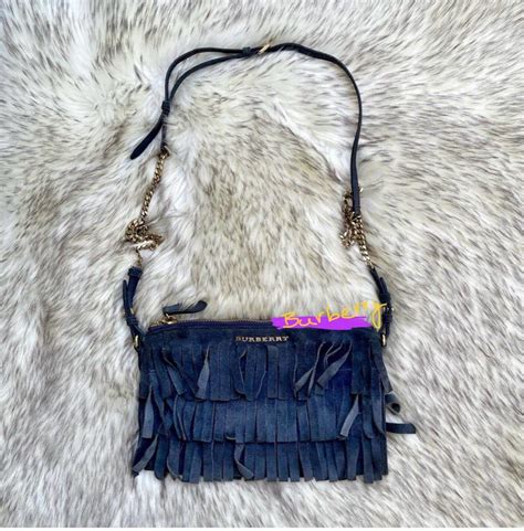 burberry peyton fringe in blue|BURBERRY Suede Fringe Peyton Crossbody Clutch Bag Blue .